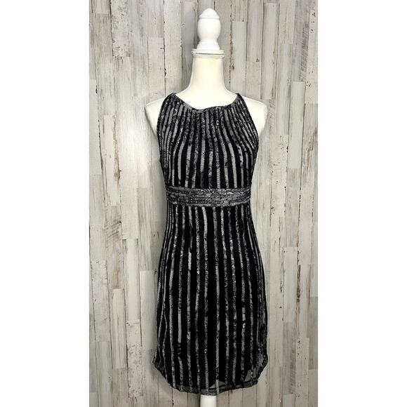 NWT Cache Women's Size 8 Black & White Striped Sleeveless Cocktail Dress - Picture 3 of 9